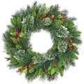 OEM Pre-Lit Christmas Wreath 50 Warm White LED Pine Cones Green 24 Inch
