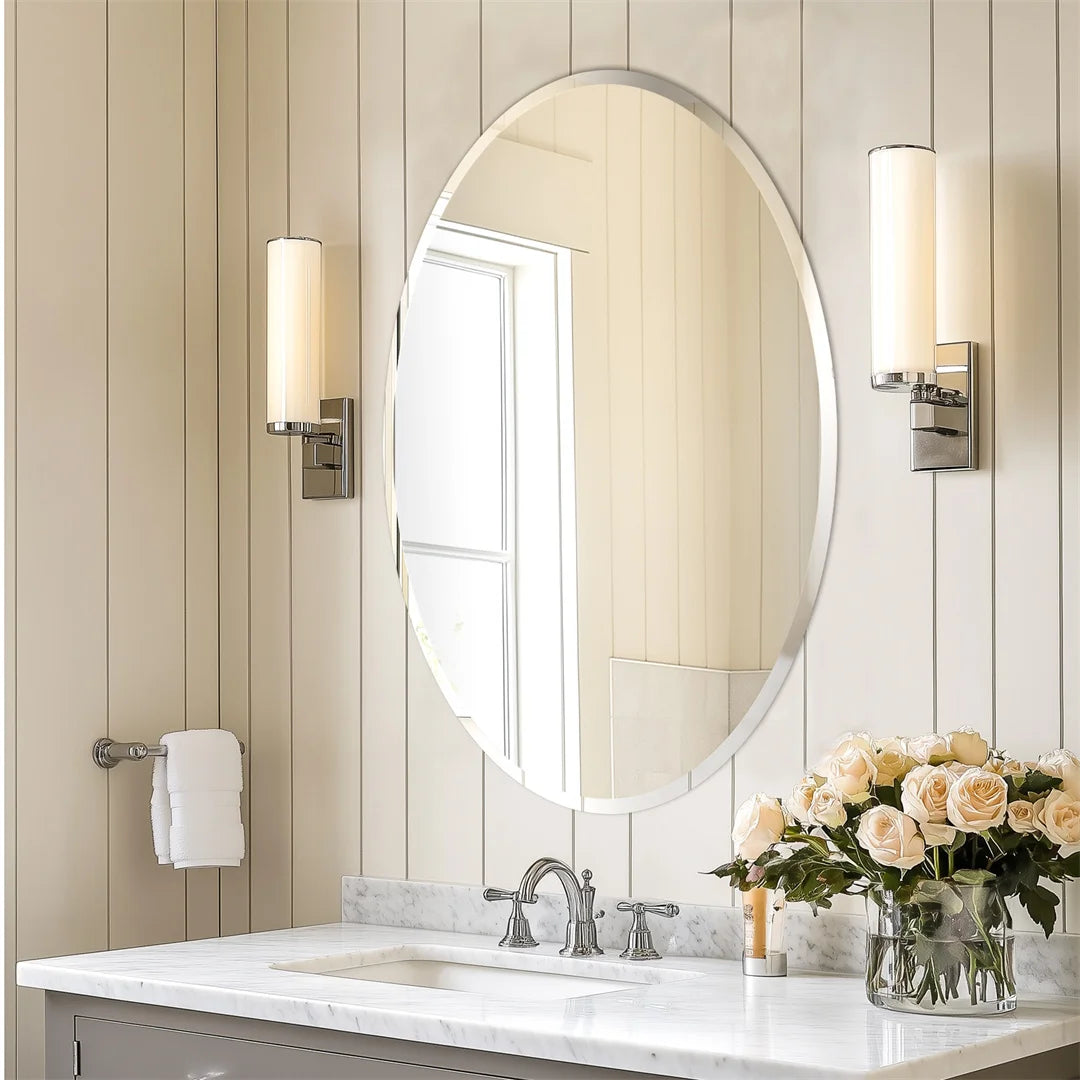 OEM Vanity Mirror Frameless Oval Silver
