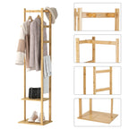 OEM Coat Rack Bamboo Storage Shelf Natural