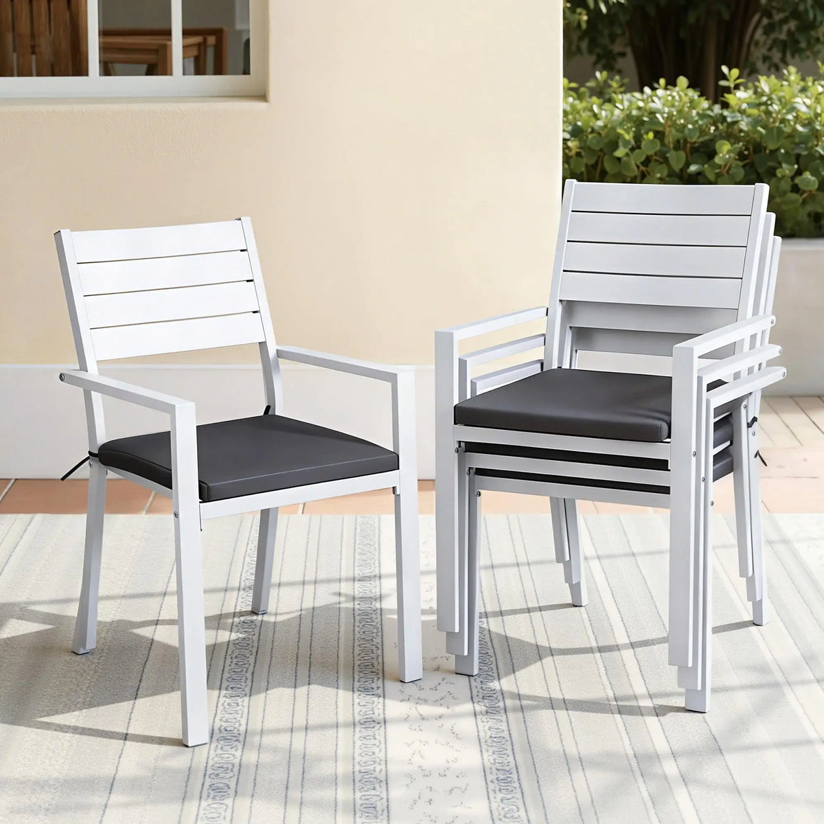 OEM Outdoor Dining Chairs Stackable Aluminium White 49x48x82.5cm