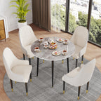 OEM Dining Table Round Sintered Stone Top Light Grey
