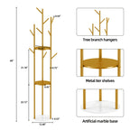 OEM Coat Stand Marble Base 2 Storage Shelves Gold