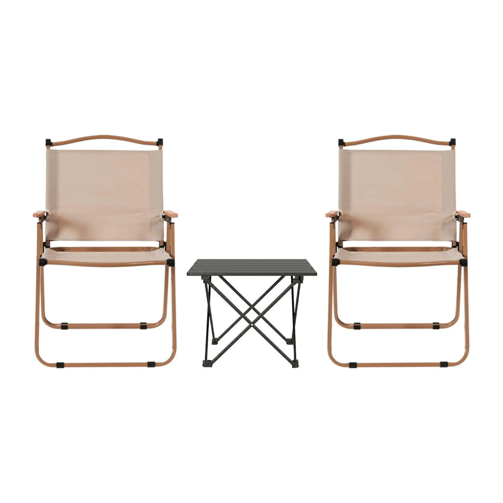 OEM 3 Piece Folding Camping Table Chair Set Beige 40x34.5