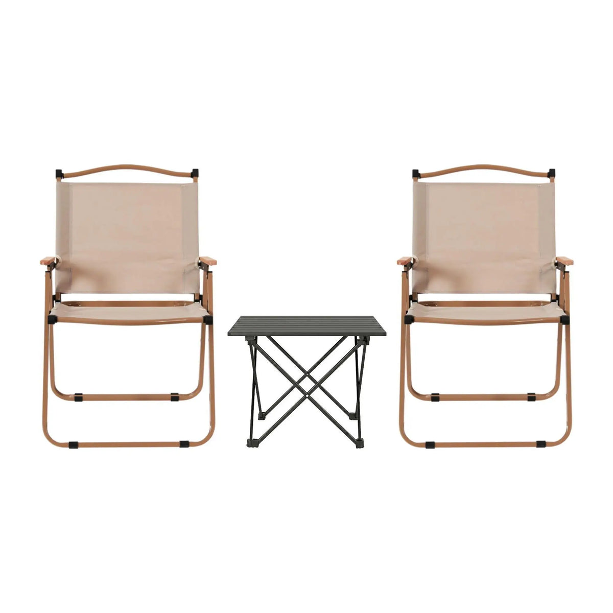 OEM 3 Piece Folding Camping Table Chair Set Beige 40x34.5
