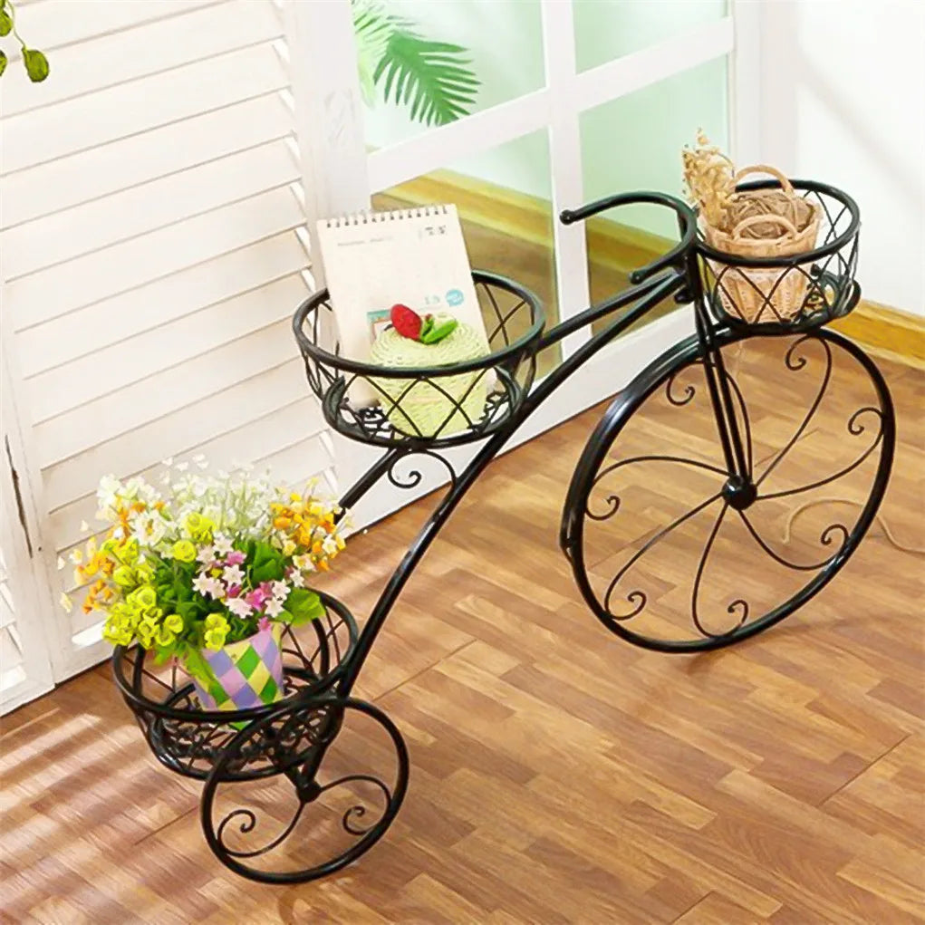 OEM Plant Stand 3-Tier Bicycle Iron Frame Black