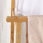 OEM Clothes Rack Double Hanging Rails Wheels Storage Shelves Natural