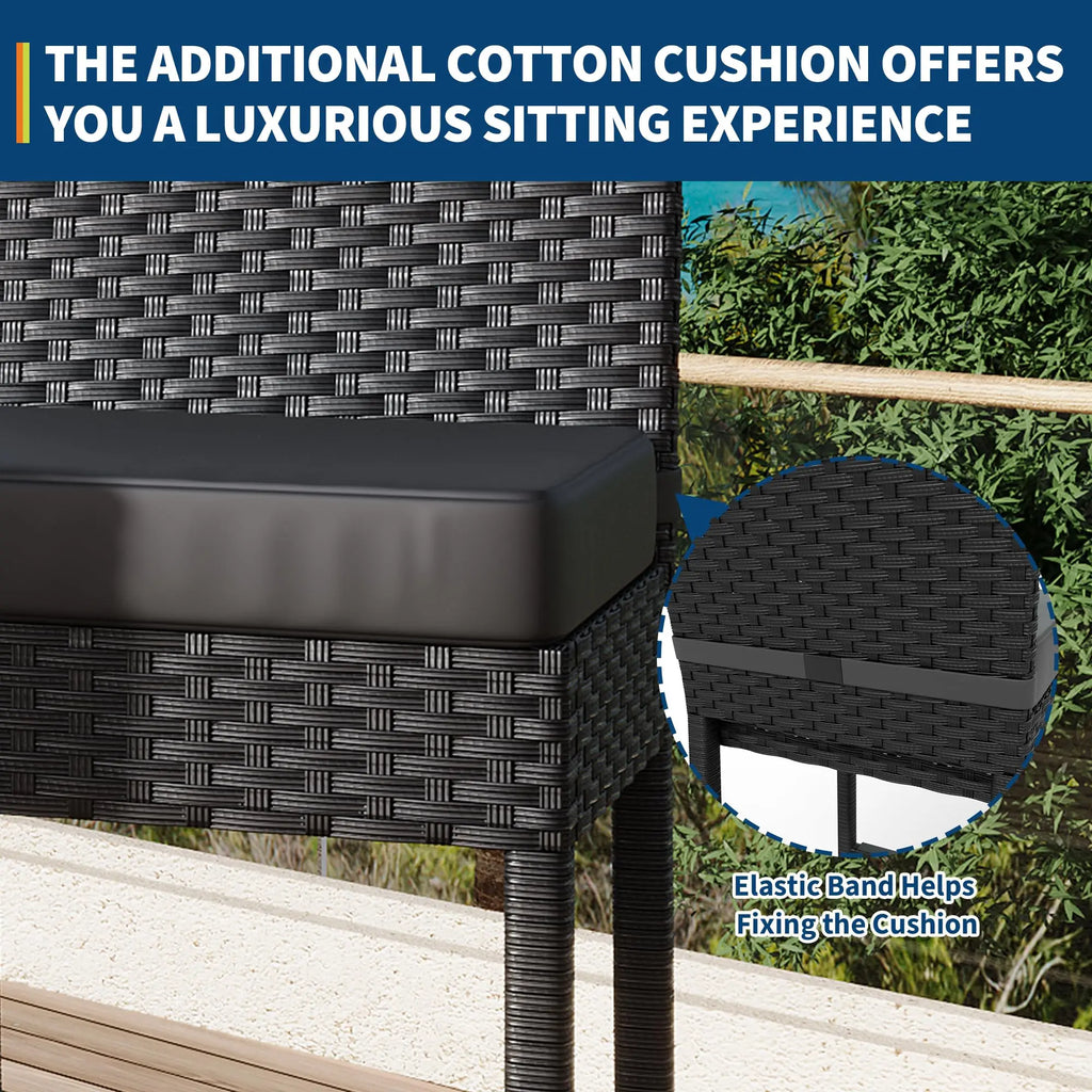 Patio Barstools Set of 2 - Armless - Black/Grey