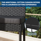 Patio Barstools Set of 2 - Armless - Black/Grey