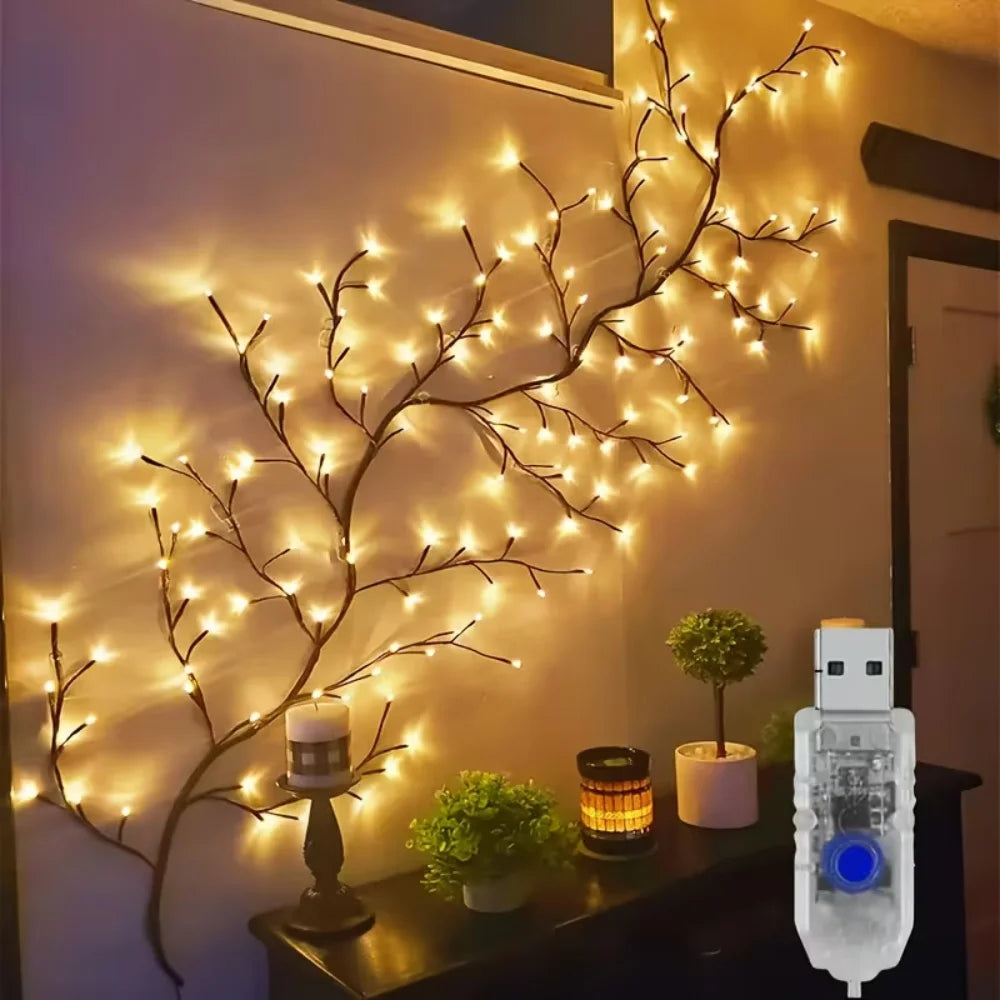 OEM Flexible Birch Vine LED String Lights 8 Modes 72 LED