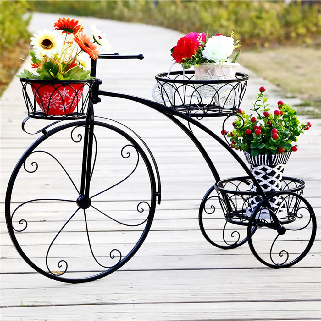 OEM Plant Stand 3-Tier Bicycle Iron Frame Black