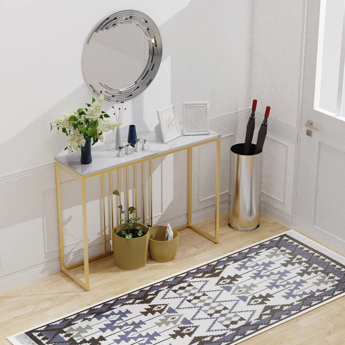 OEM Console Table Marble Top White & Gold
