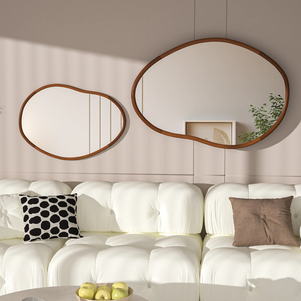 OEM Wall Mirror Asymmetrical Wood Frame Mid Century