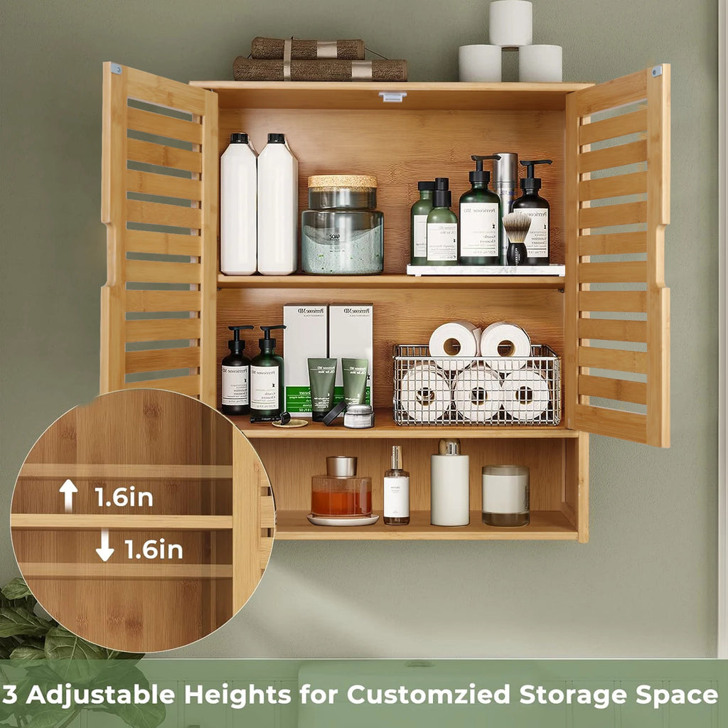 Bathroom Cabinet Shelf - Wall Mounted - Bamboo