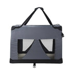 OEM Foldable Pet Carrier Crate Soft-Sided Travel Bag Grey 60x42x42cm