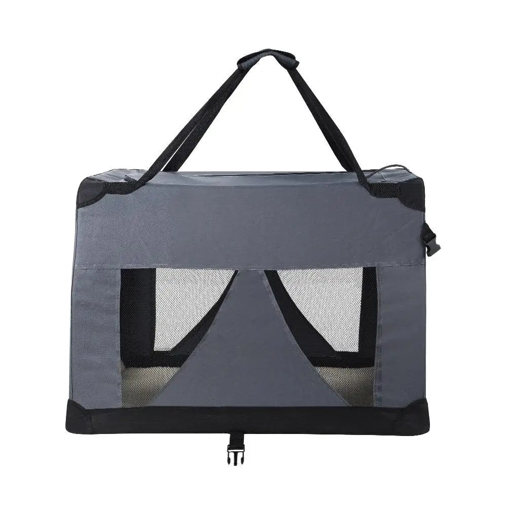 OEM Foldable Pet Carrier Crate Soft-Sided Travel Bag Grey 60x42x42cm