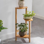 3-Tier Bamboo Plant Display Stand - Light Oak