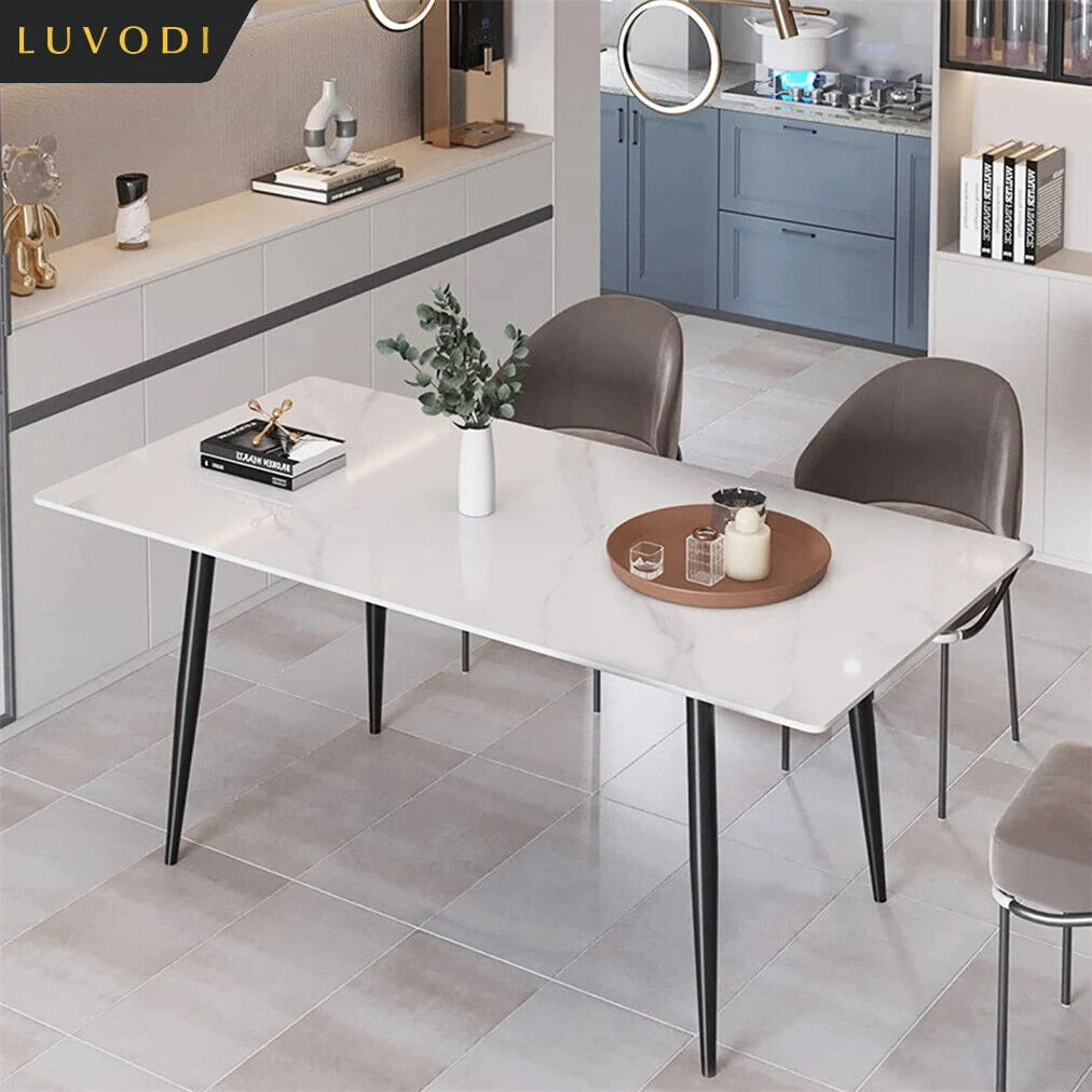 OEM Dining Table Sintered Stone Top Seats 4-6 White