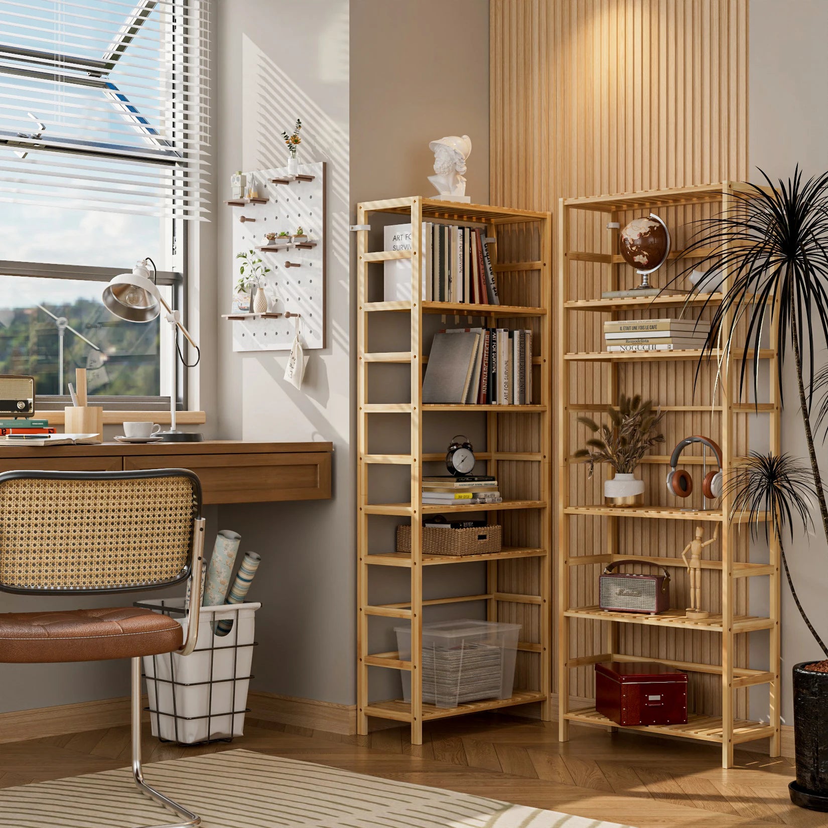 Bamboo 6-Tier Shelving Unit - Natural Wood
