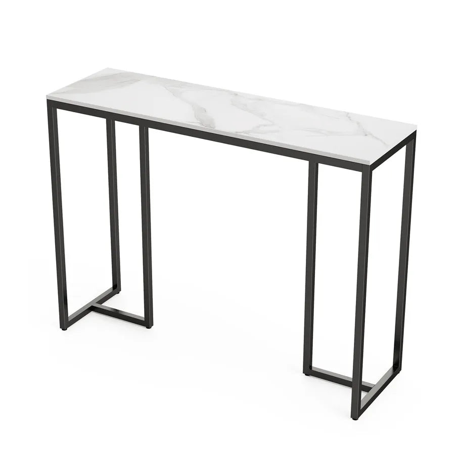 OEM Console Table Sintered Stone Top Metal Frame Black/White