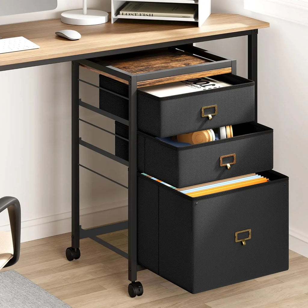File Cabinet with 3 Drawers - Black