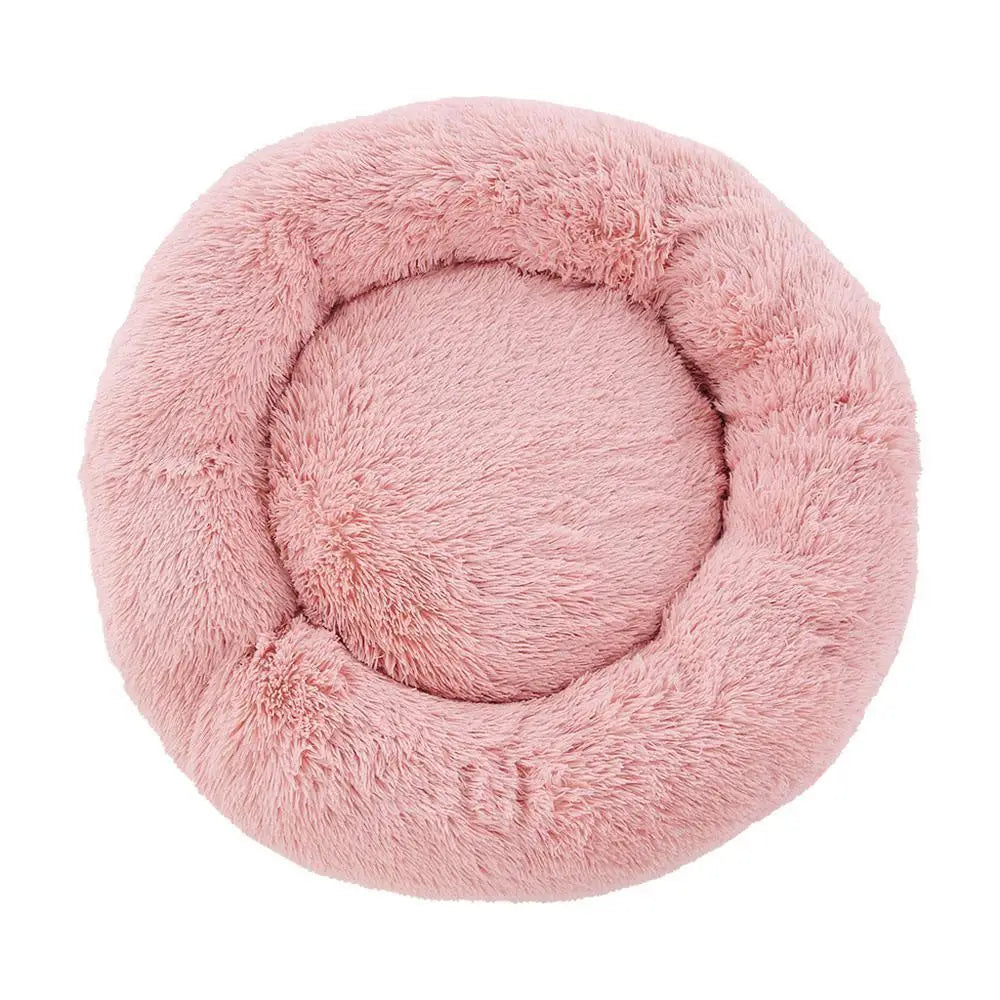 OEM Calming Plush Pet Bed Round Washable Pink Large 90cm