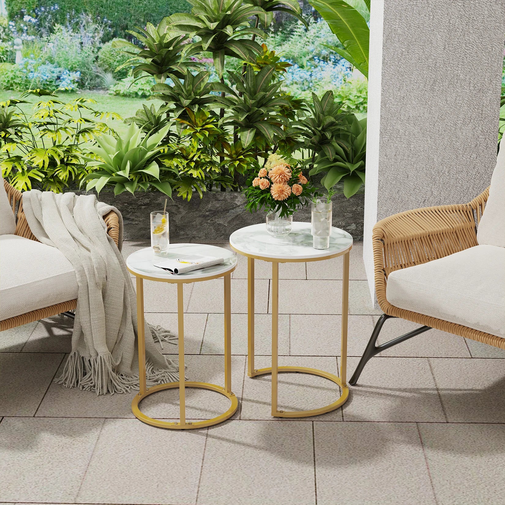 OEM Side Tables Round Design White/Gold