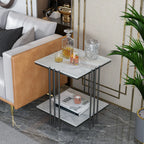 OEM Side Table Sintered Stone White Marble Look
