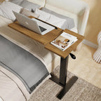 OEM Bedside Table Adjustable Height Wheels Black/Walnut