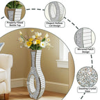 OEM Floor Vase Mirrored Crushed Diamond Silver Tall