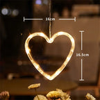 OEM Christmas LED Window Hanging Light Heart Warm White