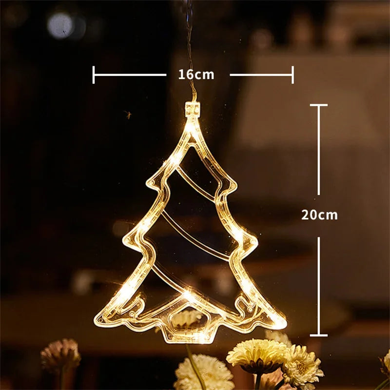 OEM Christmas LED Window Hanging Light Christmas Tree Warm White