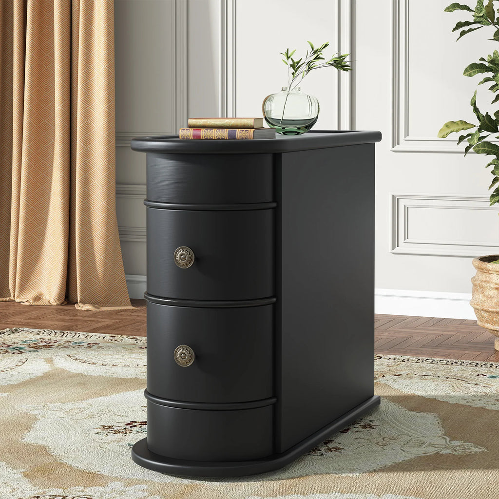 OEM End Table 2-Drawer Narrow Slim Wood