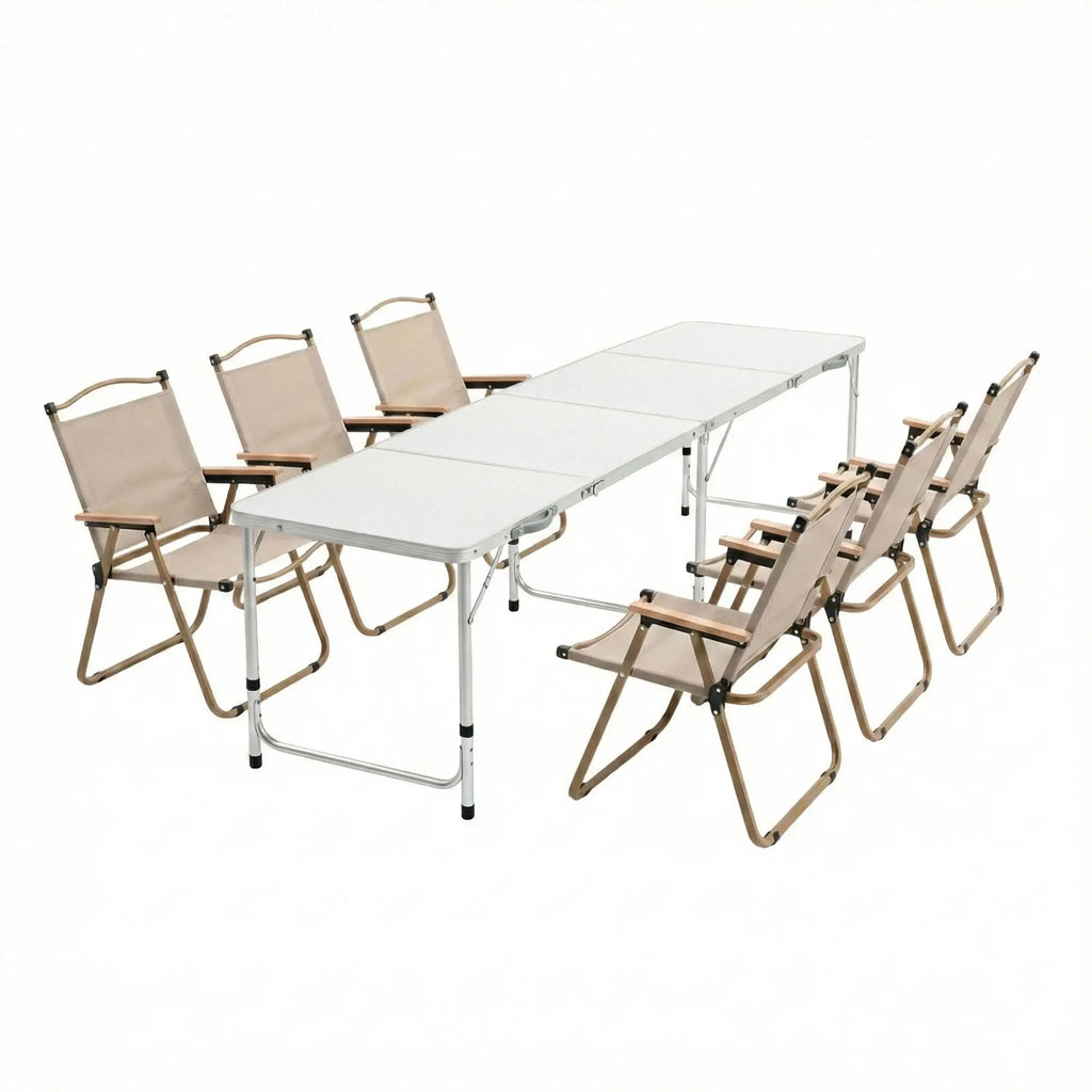 OEM 7 Piece Folding Camping Table Chair Set Aluminium 240 × 60 ×69cm