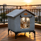 OEM Insulated Outdoor Cat Shelter Waterproof Oxford Fabric Dark Grey 45x42x55cm