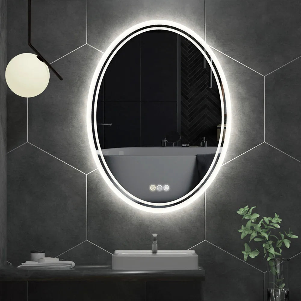 OEM Bathroom Mirror Oval LED Backlit Silver