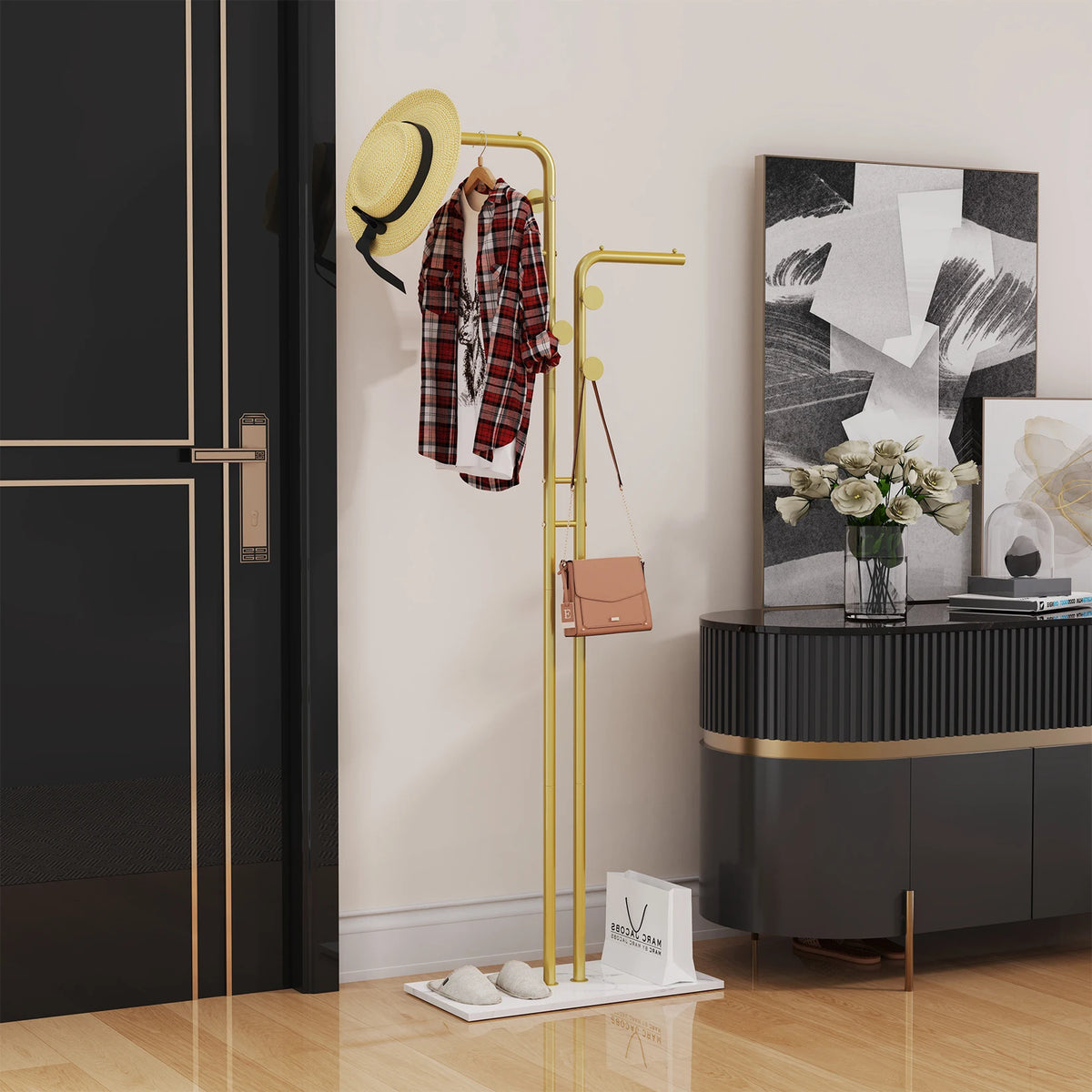 OEM Clothes Rack Heavy Duty Dual-Pole Metal Stone Base