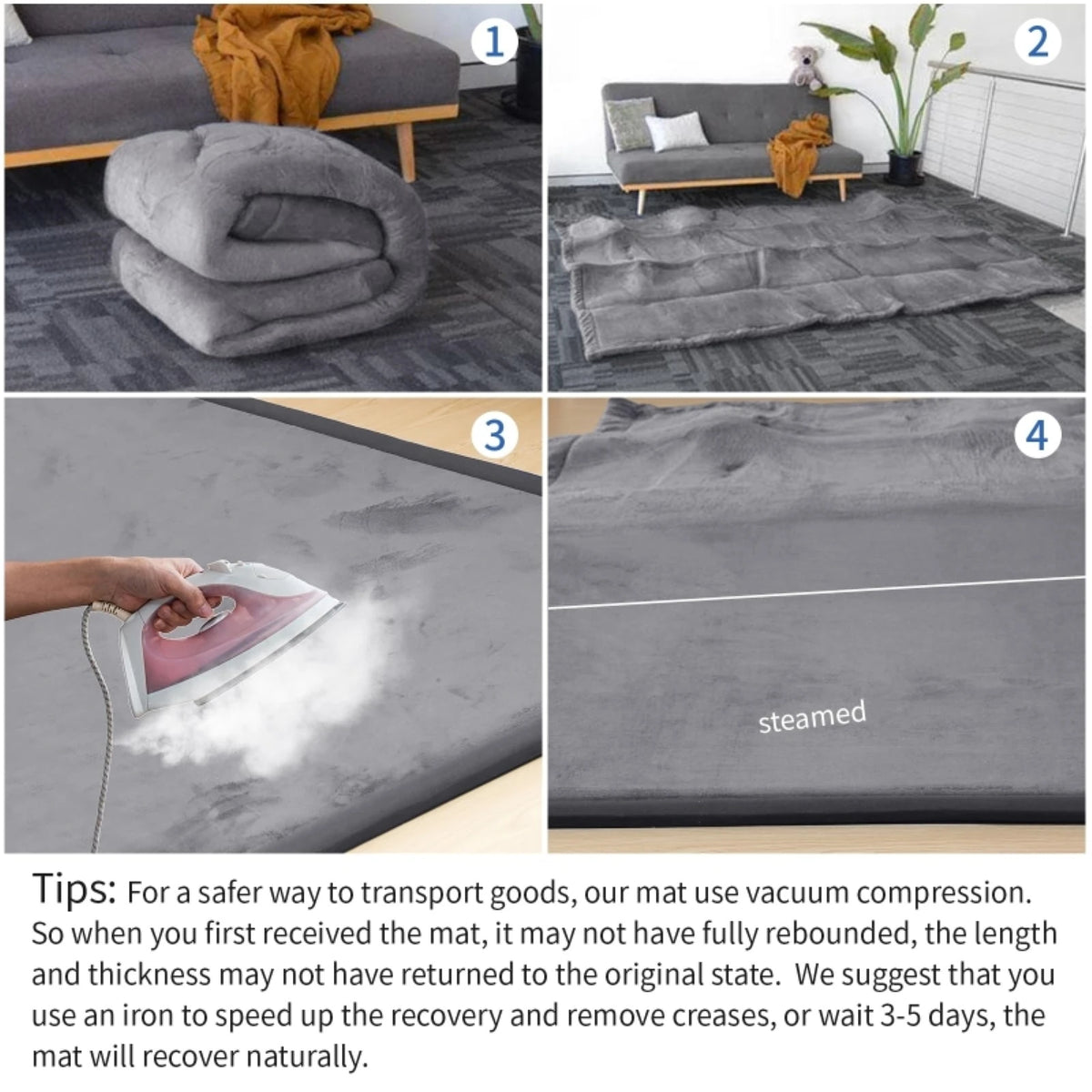 OEM Memory Foam Area Rug Ultra Soft Non-Slip Dark Grey 100x150cm