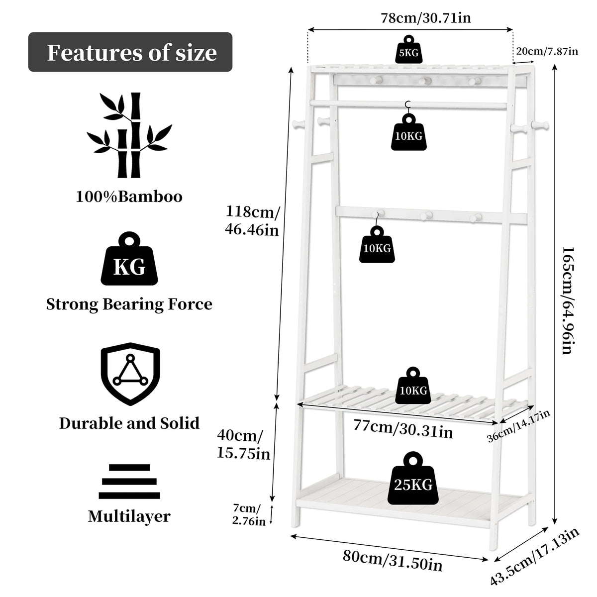 OEM Clothes Rack Shelves Hooks White