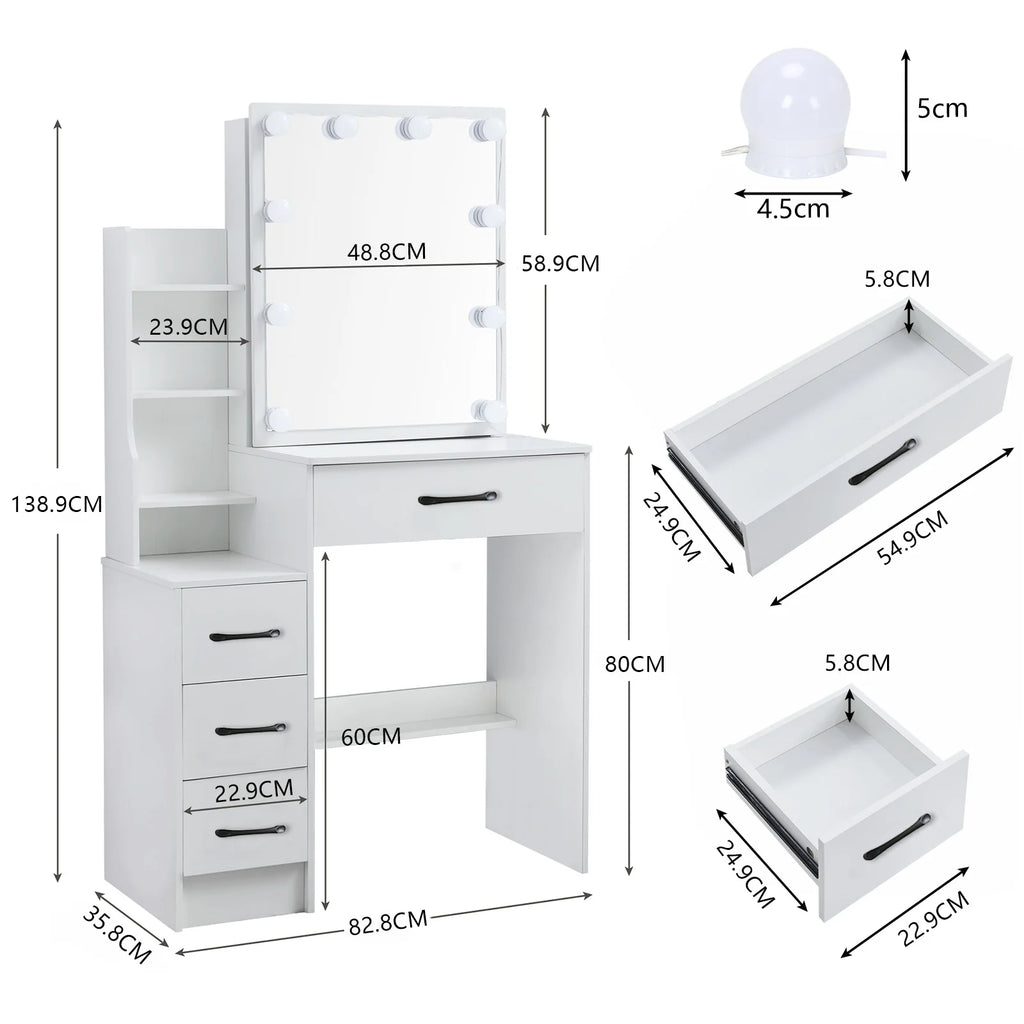 OEM Vanity Dressing Table 3-Colour LED Mirror White