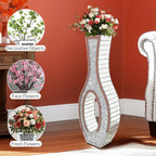 OEM Floor Vase Mirrored Crushed Diamond Silver Tall