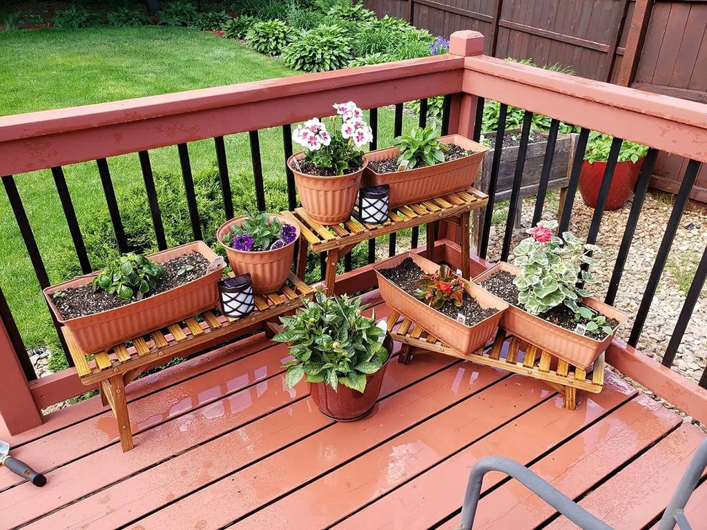 OEM Plant Display Rack 3-Tier Stepped Corner Dark Brown
