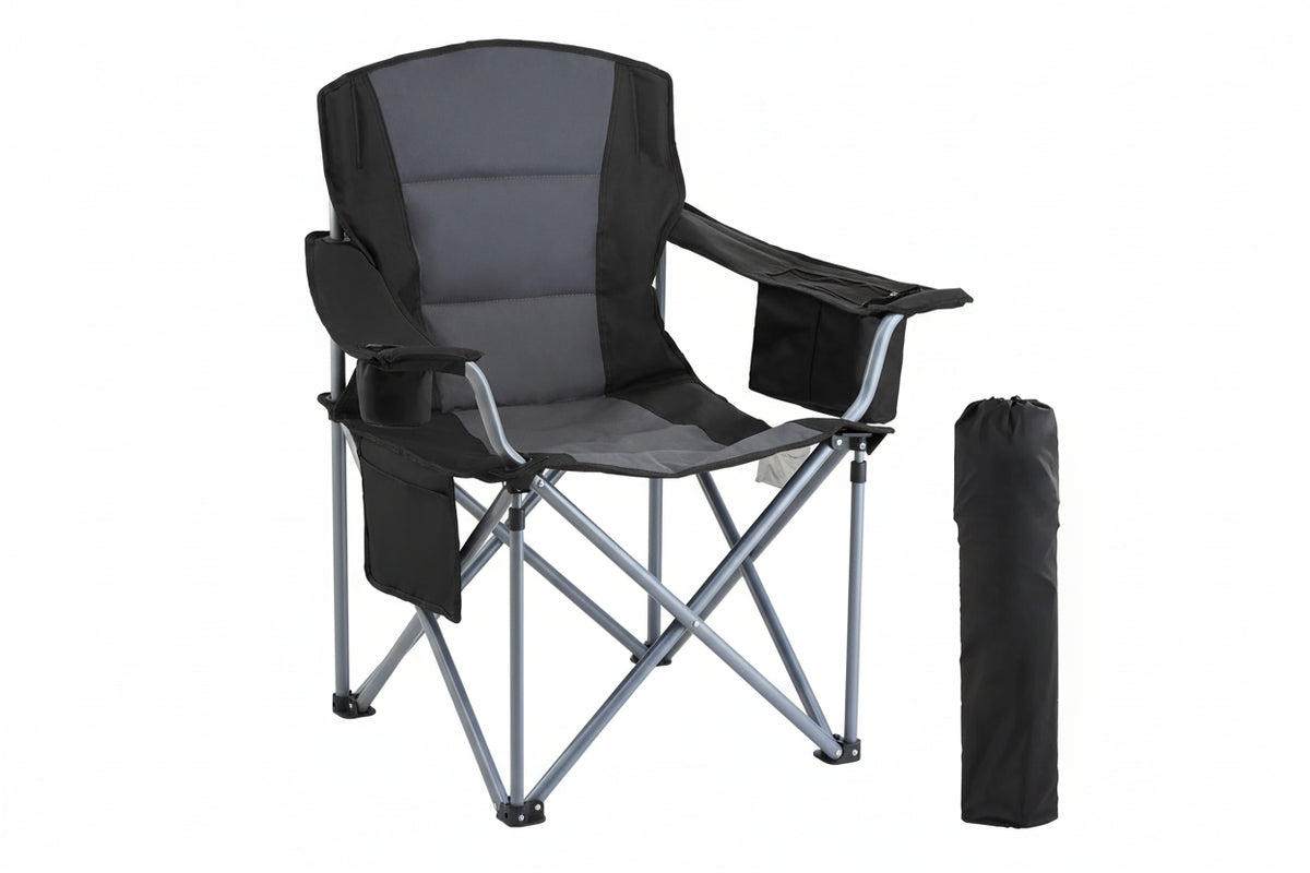 OEM Portable Folding Camping Chair Cup Holder Grey 98x63x99cm