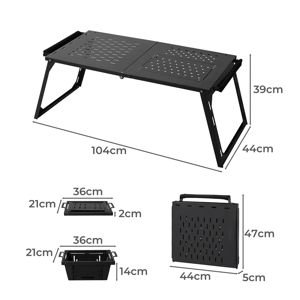 OEM Folding IGT Camping Table with BBQ Grill Black 104x44x39cm