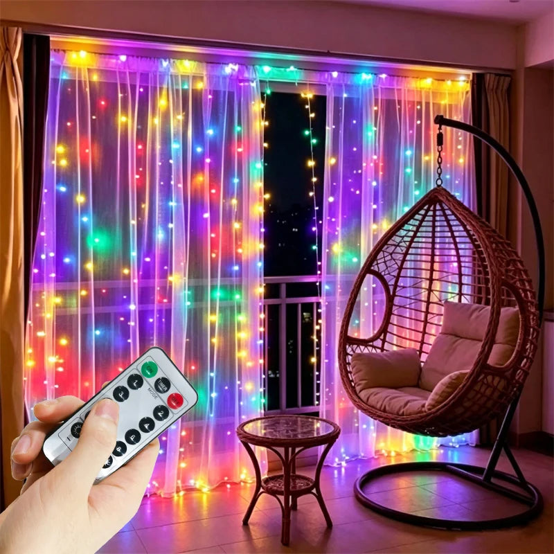 OEM Curtain LED String Lights USB Remote 8 Modes 600 LED 6Mx3M