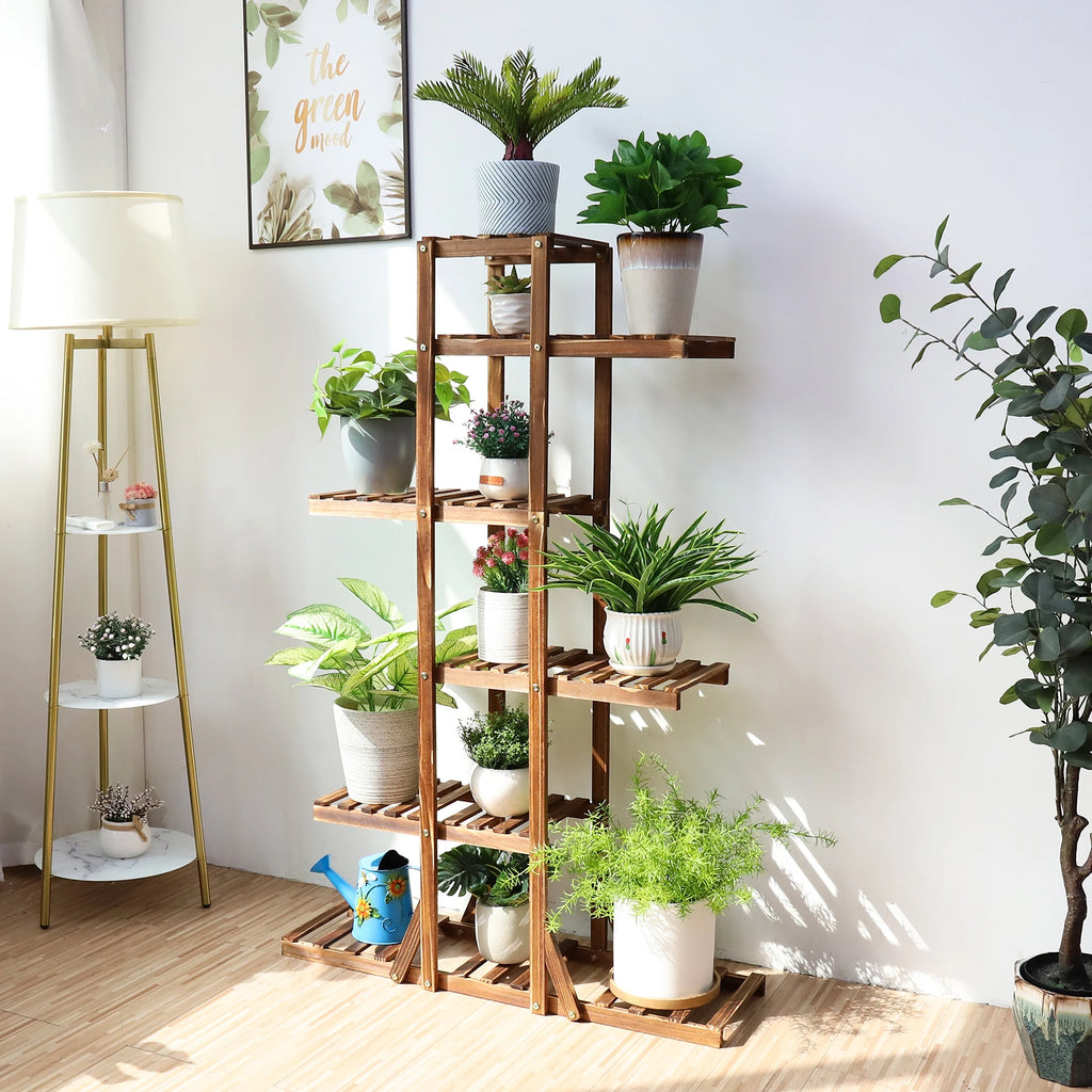 Wooden 6 Tier Plant Stand - Brown