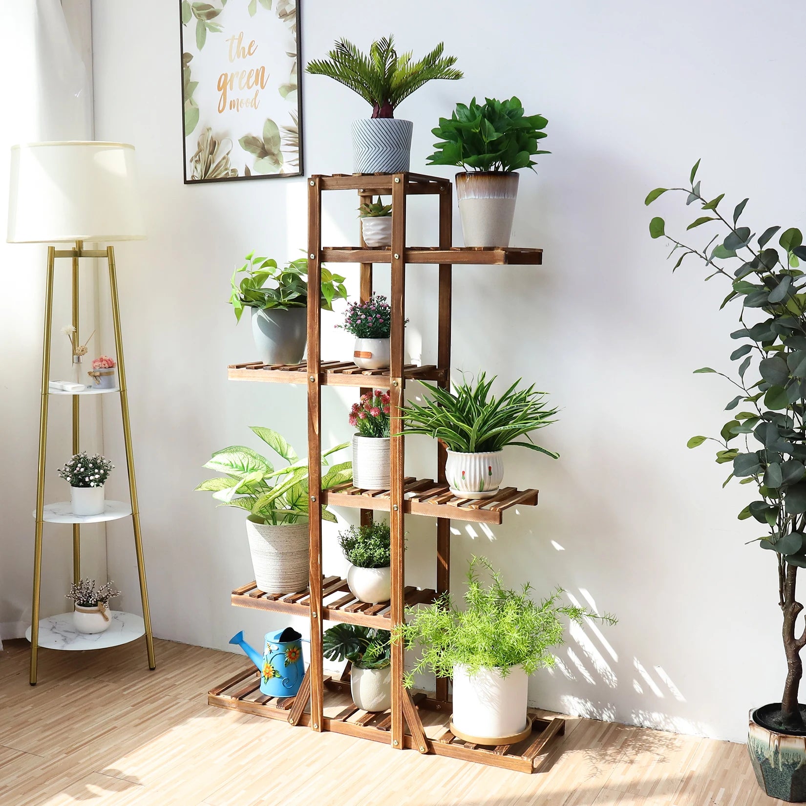 Wooden 6 Tier Plant Stand - Brown
