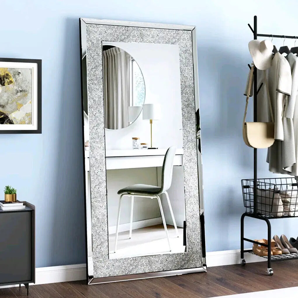 OEM Wall Mirror Crushed Diamond Silver