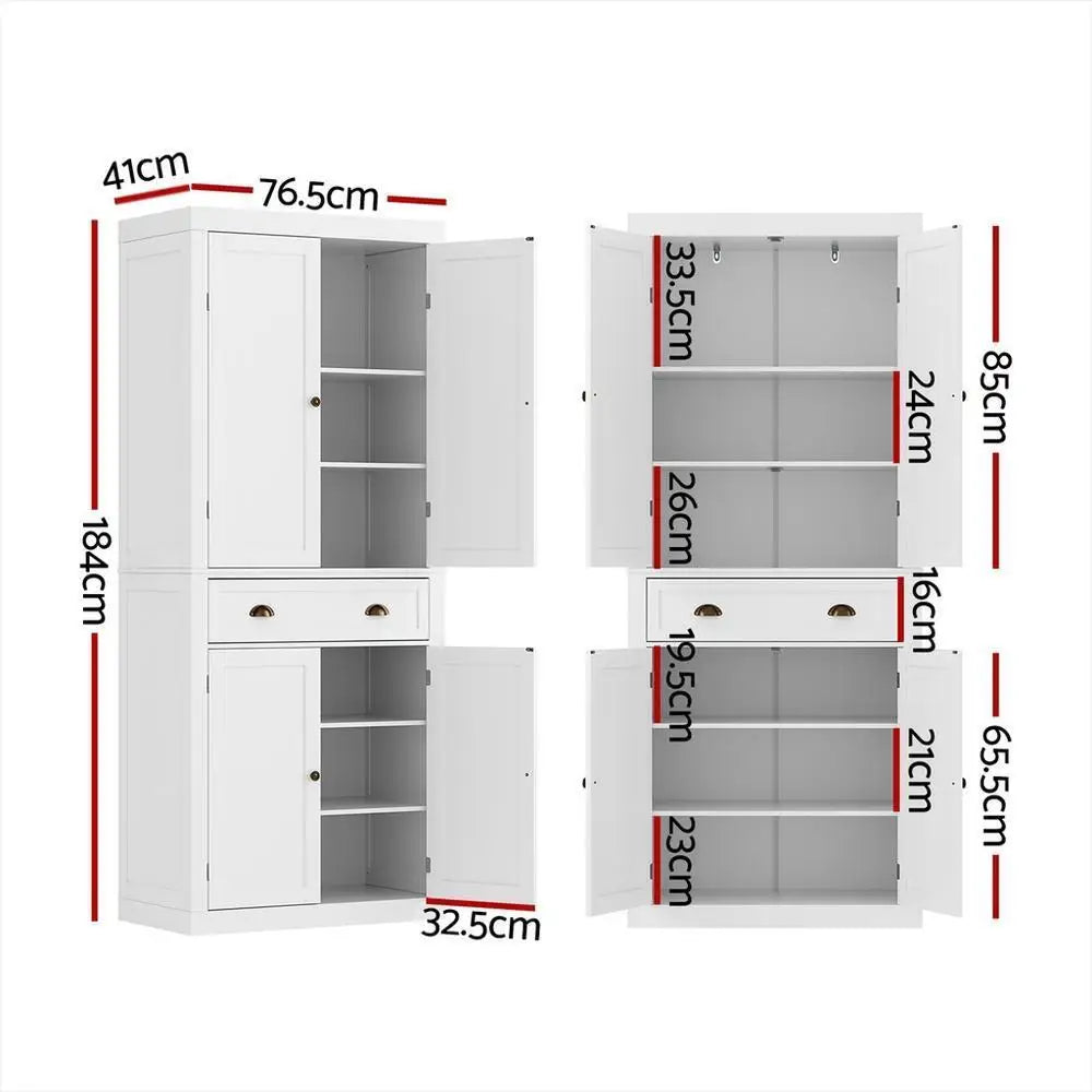 OEM Buffet Sideboard Storage Cabinet 6-Tier with Drawer White 76.5x41x184cm
