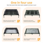 OEM Pet Bed Elevated Cooling Detachable Plush Bolster Gray Large