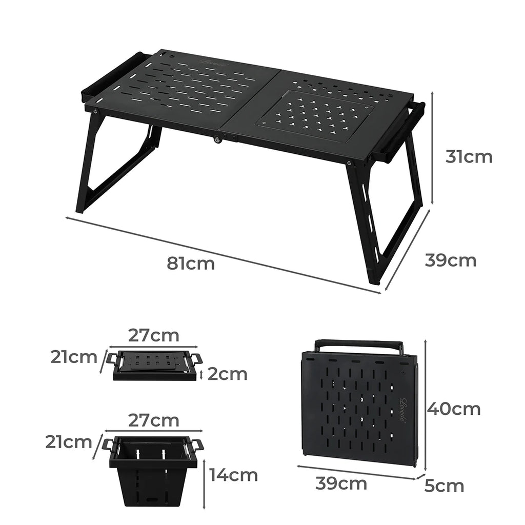 OEM Folding IGT Camping Table with BBQ Grill Black 81x39x31cm